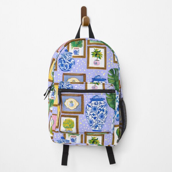 Item preview, Grandmillennial art, blue and white chinoiserie jars, and topiary pictures designed and sold by SophieClimaArt.