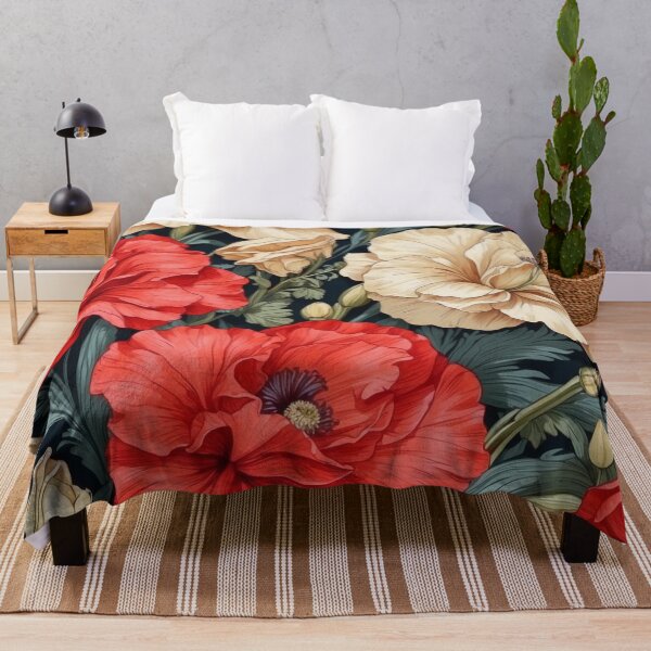 Item preview, Vivid August Blooms Red & Cream Gladiolus and Poppy designed and sold by NAFDesigns.