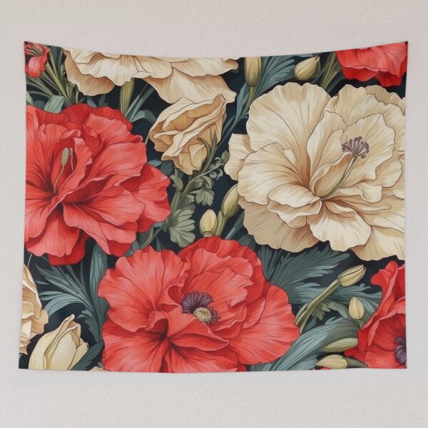 Item preview, Vivid August Blooms Red & Cream Gladiolus and Poppy designed and sold by NAFDesigns.