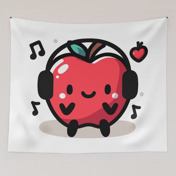 Item preview, Cute Apple Listening To Music designed and sold by BluRockDesigns.