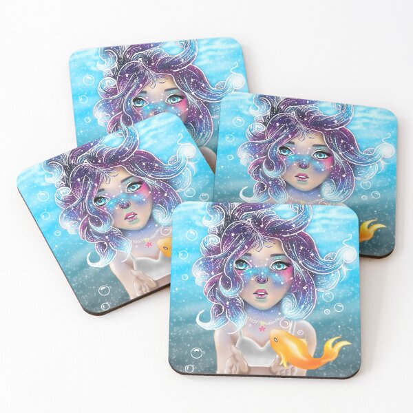 Item preview, Mermaid with Constellation Hair and Goldfish designed and sold by PastelFairyJess.
