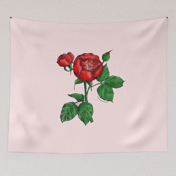 Item preview, Bright Red Globular Rose Bloom Semi-Double 8-15 Petals In 2 Rows designed and sold by Rachael Taylor.