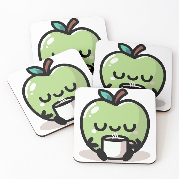 Item preview, Cute Green Apple Drinking Coffee designed and sold by BluRockDesigns.