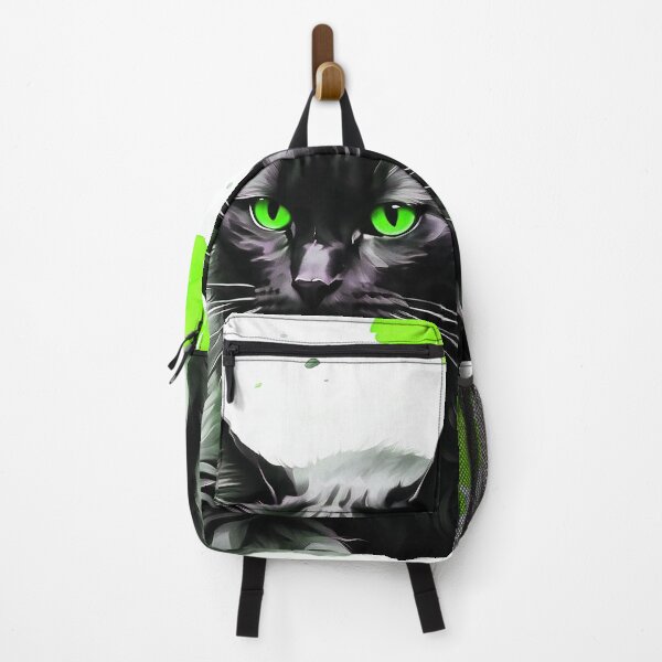 Item preview, Neon Green Poppy Black Cat - Oil Painting In Chinese Art Style designed and sold by SassyArtistry.