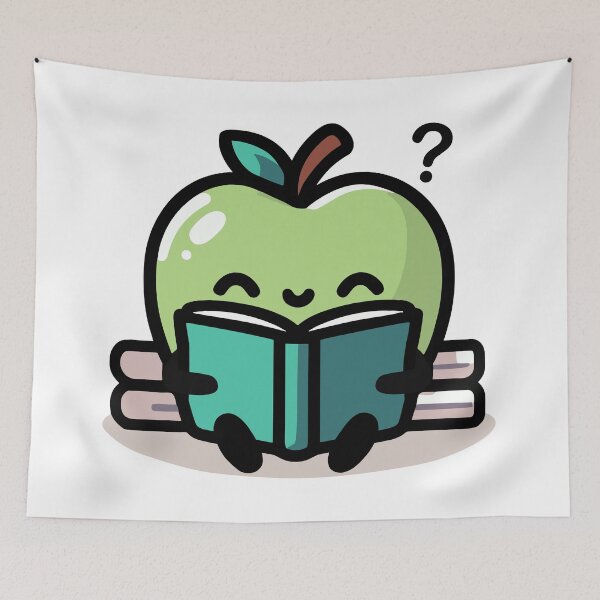 Item preview, Cute Green Apple Reading designed and sold by BluRockDesigns.