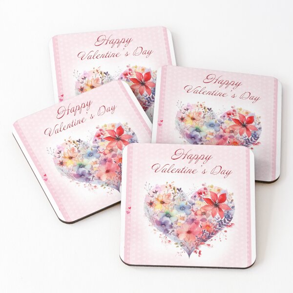 Item preview, Happy Valentine's day card with watercolor red  Heart and flowers St Valentine's Day postcard designed and sold by Createya.