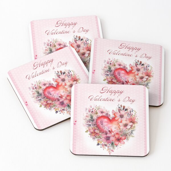 Item preview, Happy Valentine's day card with watercolor red  Heart and flowers St Valentine's Day postcard designed and sold by Createya.