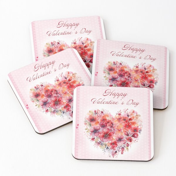 Item preview, Happy Valentine's day card with watercolor red  Heart and flowers St Valentine's Day postcard designed and sold by Createya.