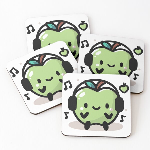 Item preview, Cute Green Apple Listening To Music designed and sold by BluRockDesigns.