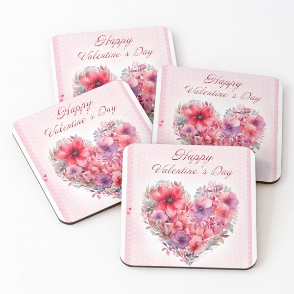 Item preview, Happy Valentine's day card with watercolor red  Heart and flowers St Valentine's Day postcard designed and sold by Createya.