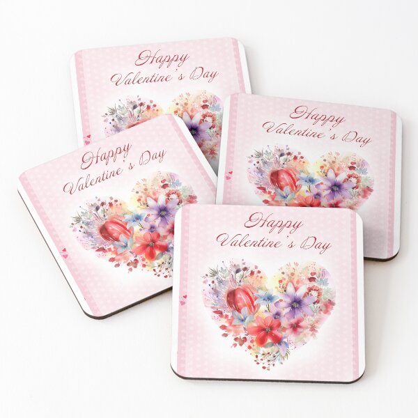 Item preview, Happy Valentine's day card with watercolor red  Heart and flowers St Valentine's Day postcard designed and sold by Createya.