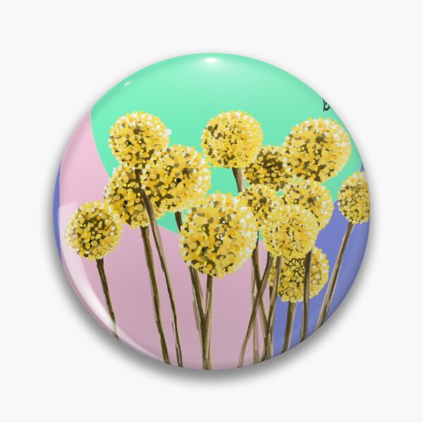 Item preview, Billy Button Bright Round Yellow Daisy Australian Flower Series Attractive Print Artwork Original Hand Painted Colour Decorations Cultural designed and sold by Makeartwhynot.
