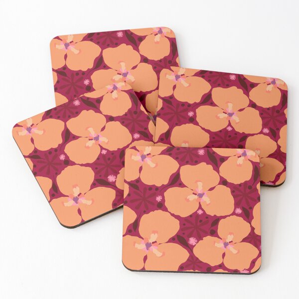 Item preview, Maroon and tan retro flower poster art. designed and sold by Meteryards.