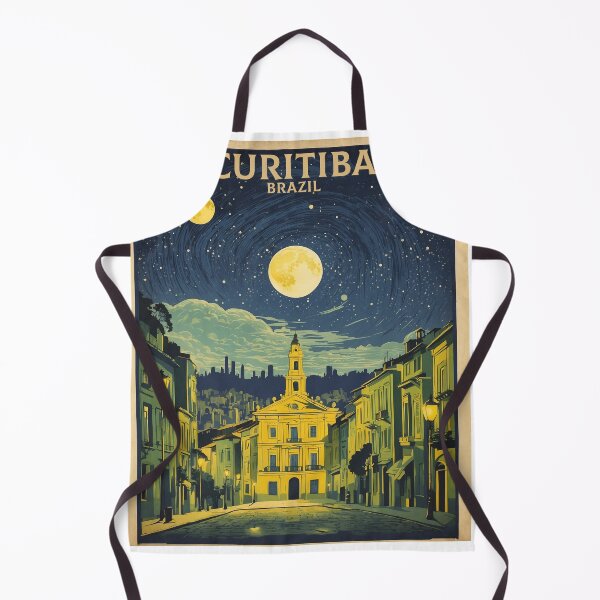 Item preview, Curitiba Brazil Starry Night and Moon Vintage Poster Tourism designed and sold by TravelersGems.