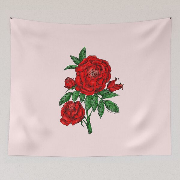 Item preview, Bright Red Globular Rose Bloom Double 16-25 Petals In 3+ Rows designed and sold by Rachael Taylor.