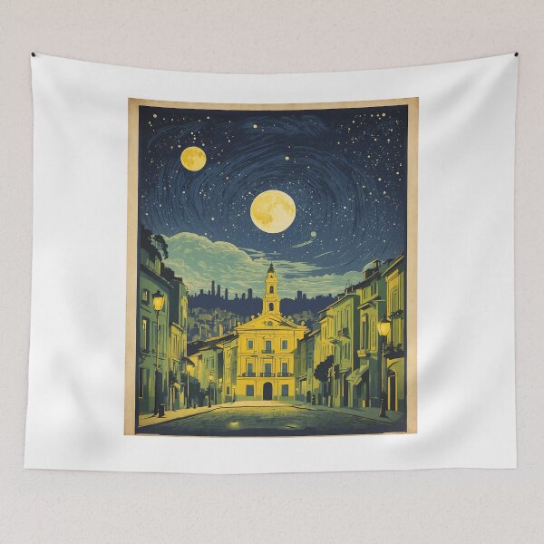 Item preview, Curitiba Brazil Starry Night and Moon Vintage Poster Tourism 2 designed and sold by TravelersGems.