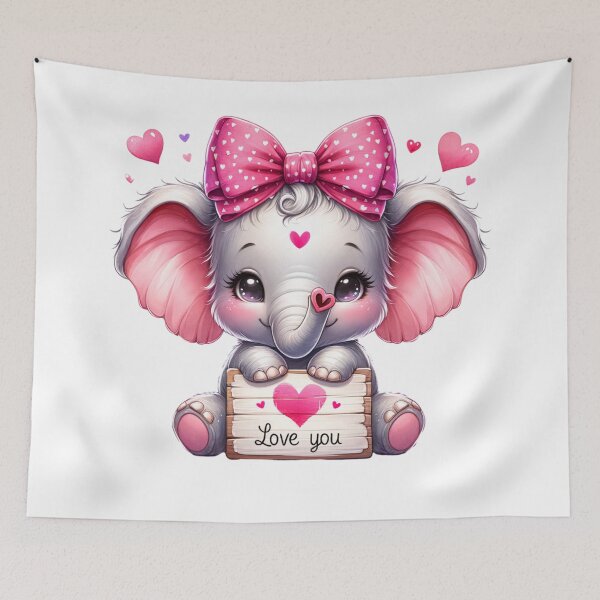 Item preview, I Love You Elephant - Valentine Day - Nursery Theme designed and sold by CraftyAnimal.