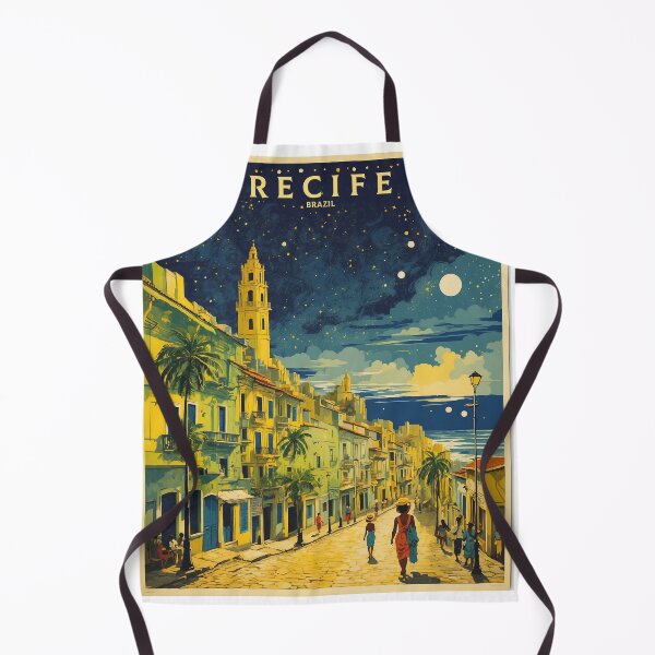 Item preview, Recife Brazil Starry Night and Moon Vintage Poster Tourism 2 designed and sold by TravelersGems.