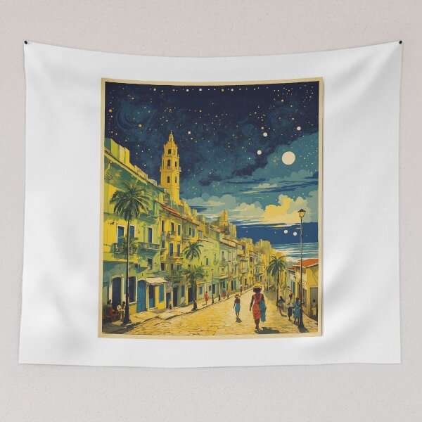 Item preview, Recife Brazil Starry Night and Moon Vintage Poster Tourism 2 designed and sold by TravelersGems.