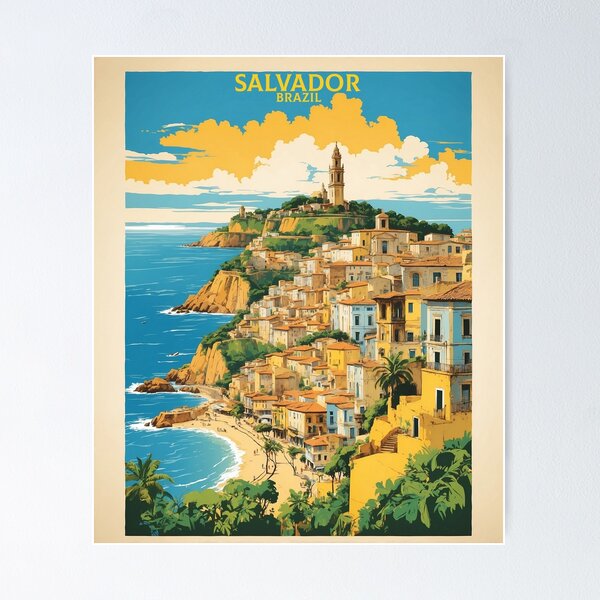 Item preview, Salvador Brazil Vintage Poster Tourism designed and sold by TravelersGems.