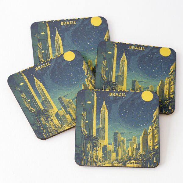 Item preview, Sao Paulo Brazil Starry Night and Moon Vintage Poster Tourism designed and sold by TravelersGems.