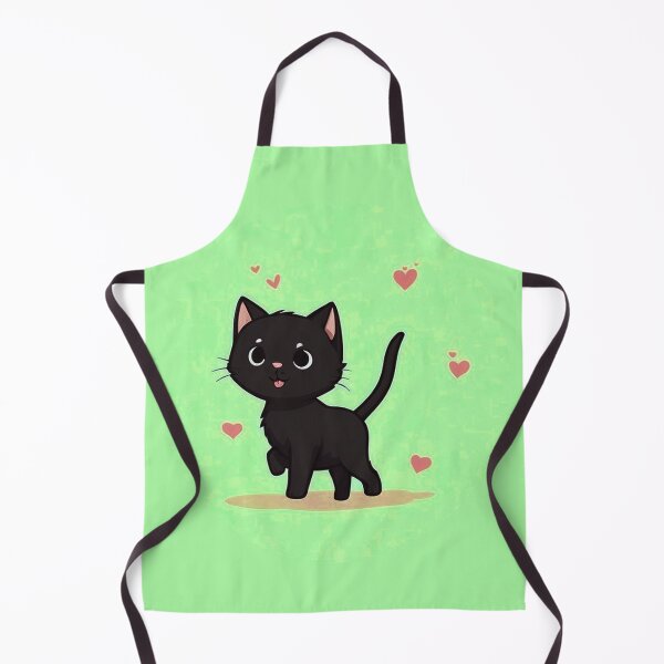 Item preview, Simple Cute Black Cat In Pastel Green With Hearts designed and sold by SassyArtistry.
