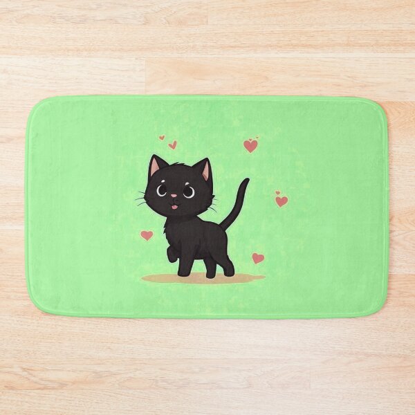 Item preview, Simple Cute Black Cat In Pastel Green With Hearts designed and sold by SassyArtistry.