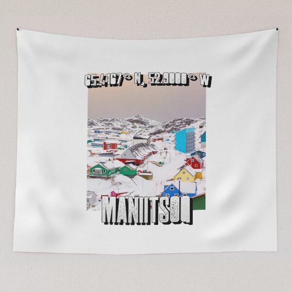 Item preview, Greenland Maniitsoq Colourful Buildings Kalaallit Nunaat Arctic Travel Destination designed and sold by GraTEEtude.