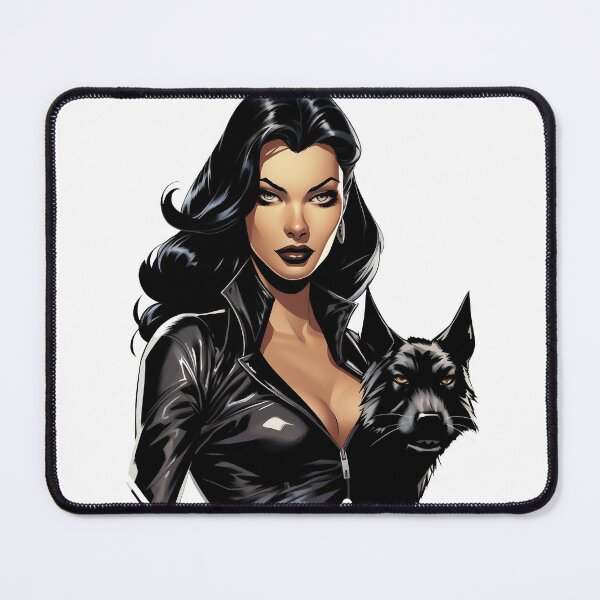 Item preview, beautiful woman dressed in black with her dog designed and sold by javierparra.