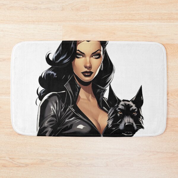 Item preview, beautiful woman dressed in black with her dog designed and sold by javierparra.