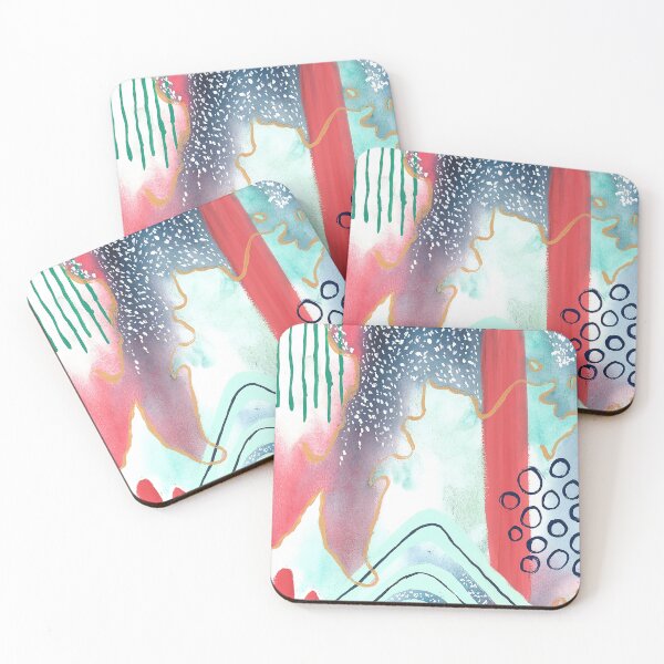 Item preview, Coral and Mint Watercolor Abstract designed and sold by ewartick1.