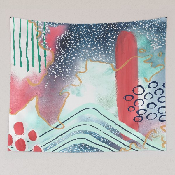 Item preview, Coral and Mint Watercolor Abstract designed and sold by ewartick1.