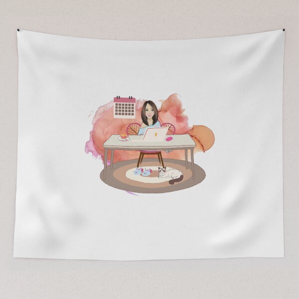 Item preview, Girl at Home working in her office  designed and sold by DesignJiggy.