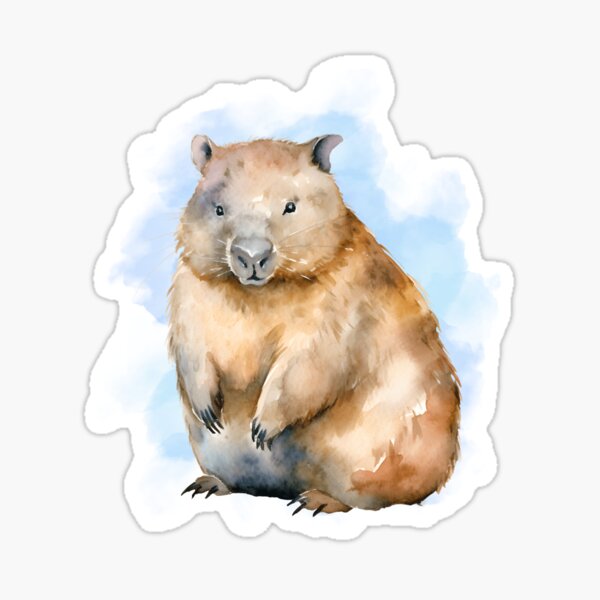 Vista previa del artículo con la obra «Lindo wombat de acuarela», diseñado y vendido por TheAnimalZ00.