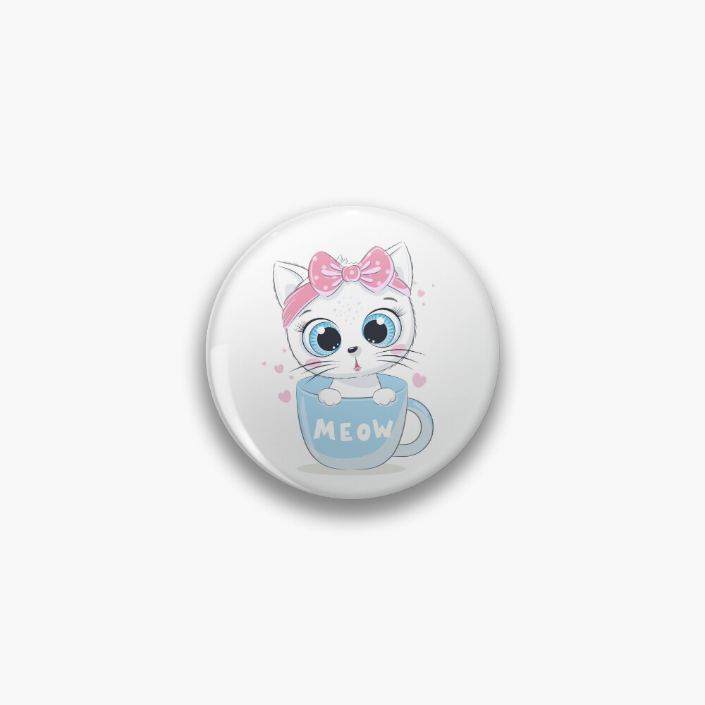 Meow: Cute Kitten Pin - cute pet design by HackerLooks
