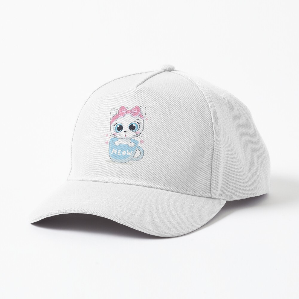 Meow: Cute Kitten Baseball Cap - cute pet design by HackerLooks