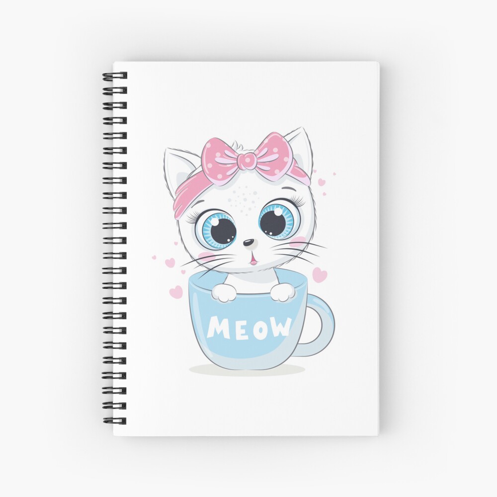 Meow: Cute Kitten Spiral Notebook - cute pet design by HackerLooks