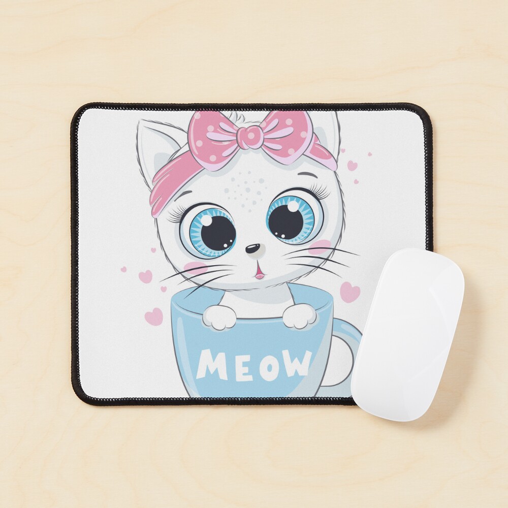 Meow: Cute Kitten Mouse Pad - cute pet design by HackerLooks
