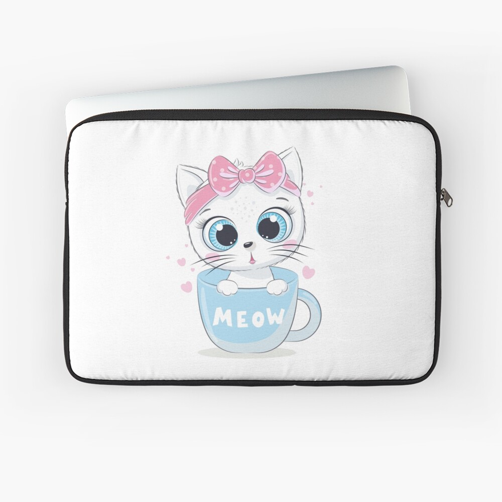 Meow: Cute Kitten Laptop Sleeve - cute pet design by HackerLooks