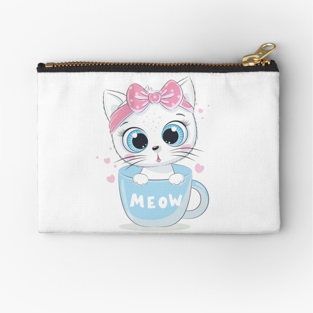Meow: Cute Kitten Zipper Pouch - cute pet design by HackerLooks