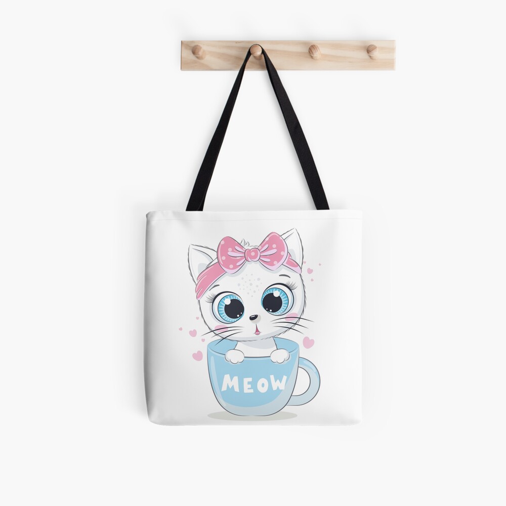 Meow: Cute Kitten All Over Print Tote Bag - cute pet design by HackerLooks