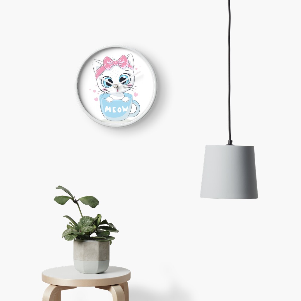 Meow: Cute Kitten Clock - cute pet design by HackerLooks