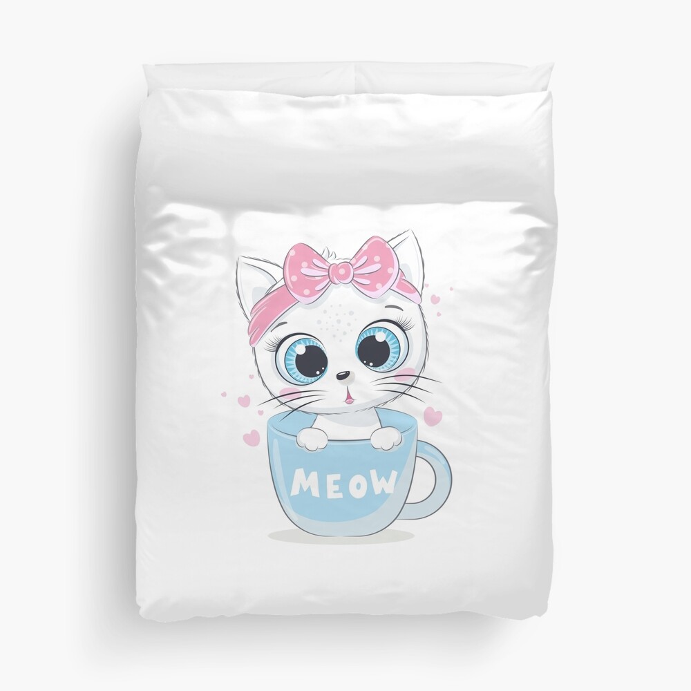 Meow: Cute Kitten Duvet Cover - cute pet design by HackerLooks