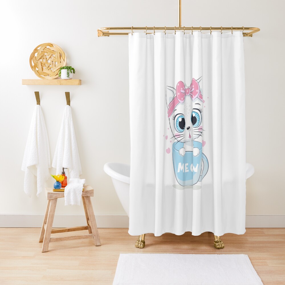 Meow: Cute Kitten Shower Curtain - cute pet design by HackerLooks