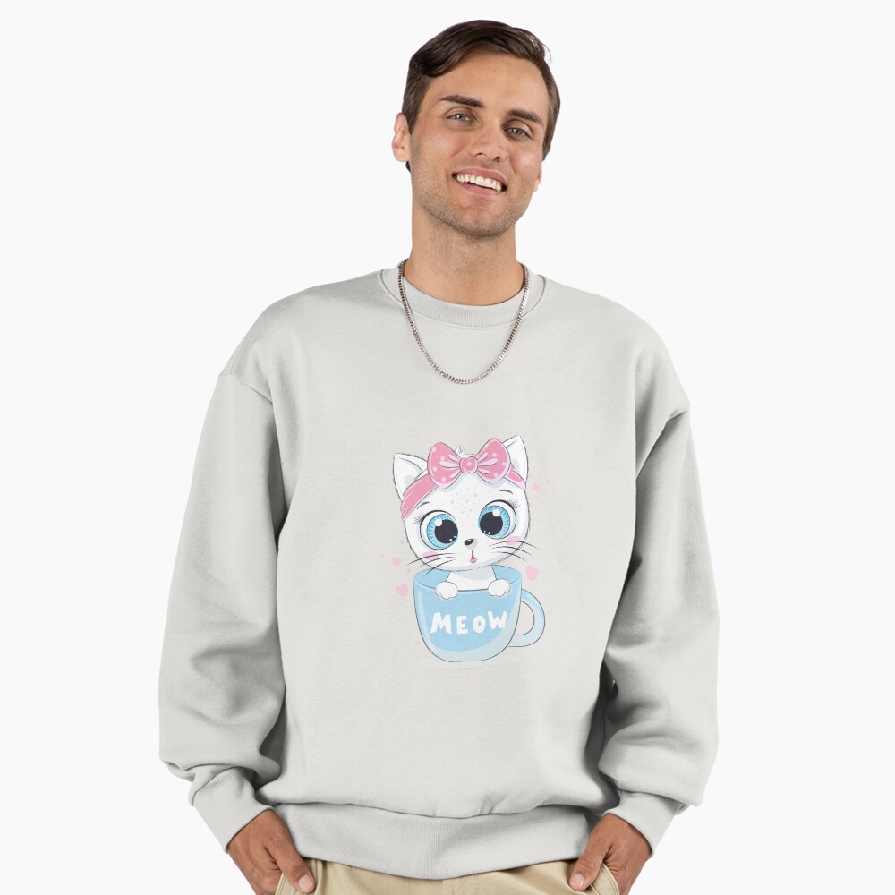 Meow: Cute Kitten Premium Oversized Sweatshirt - cute pet design by HackerLooks
