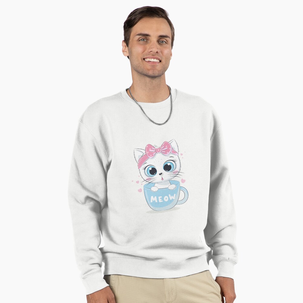 Meow: Cute Kitten Pullover Sweatshirt - cute pet design by HackerLooks