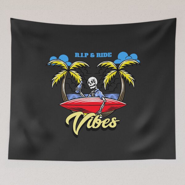 Item preview, RIP & RIDE Vibes - Surfing Skeleton  designed and sold by MrLAS.