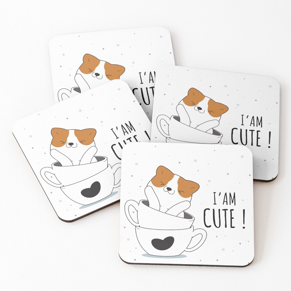 Cute Sunshine Coasters (Set of 4) - cute pet design by HackerLooks