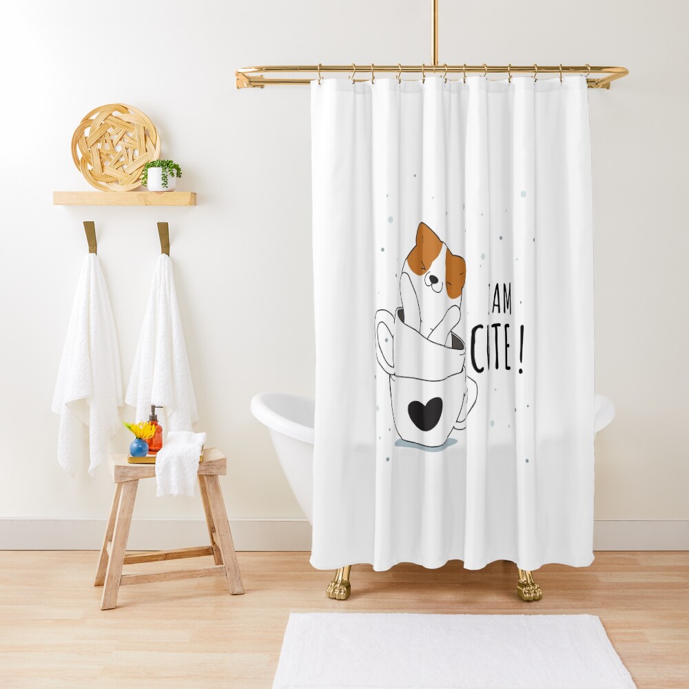 Cute Sunshine Shower Curtain - cute pet design by HackerLooks