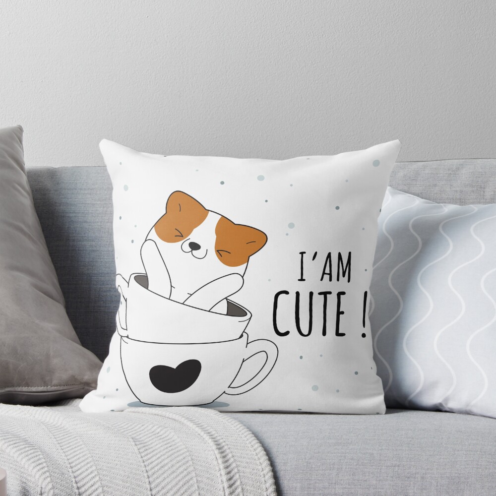 Cute Sunshine Throw Pillow - cute pet design by HackerLooks